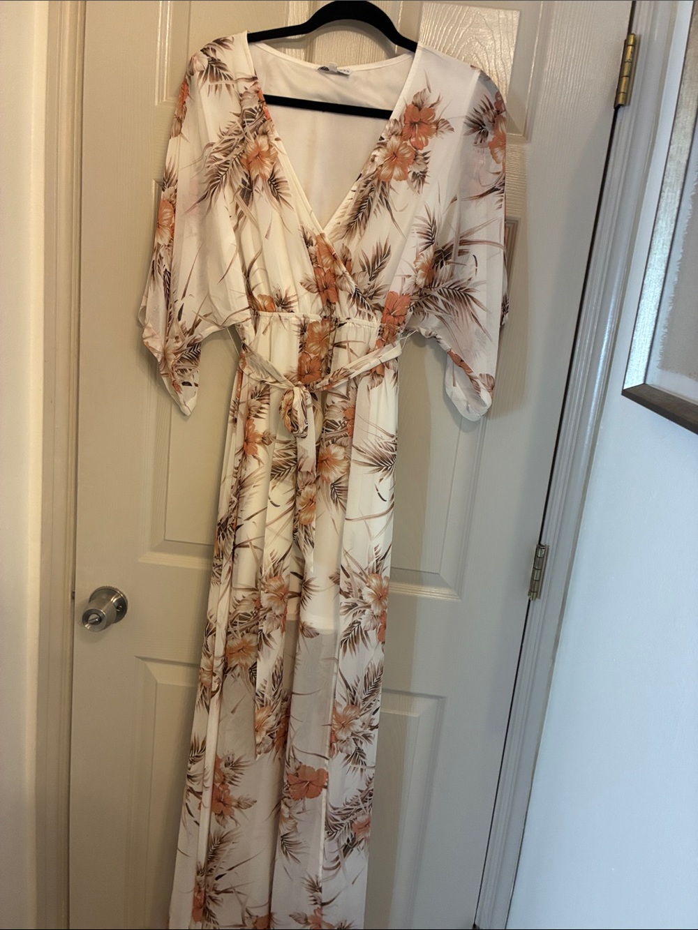 Baltic Born White Maxi Dress with Peach Floral Print